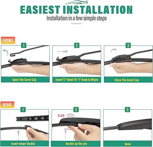 Miniatura 8 de Juego de limpiaparabrisas de 22 pulgadas, 22 pulgadas y 11 pulgadas para Ford Expedition 2018, 2019, 2020, 2021, 2022, 2023, calidad de fabricante