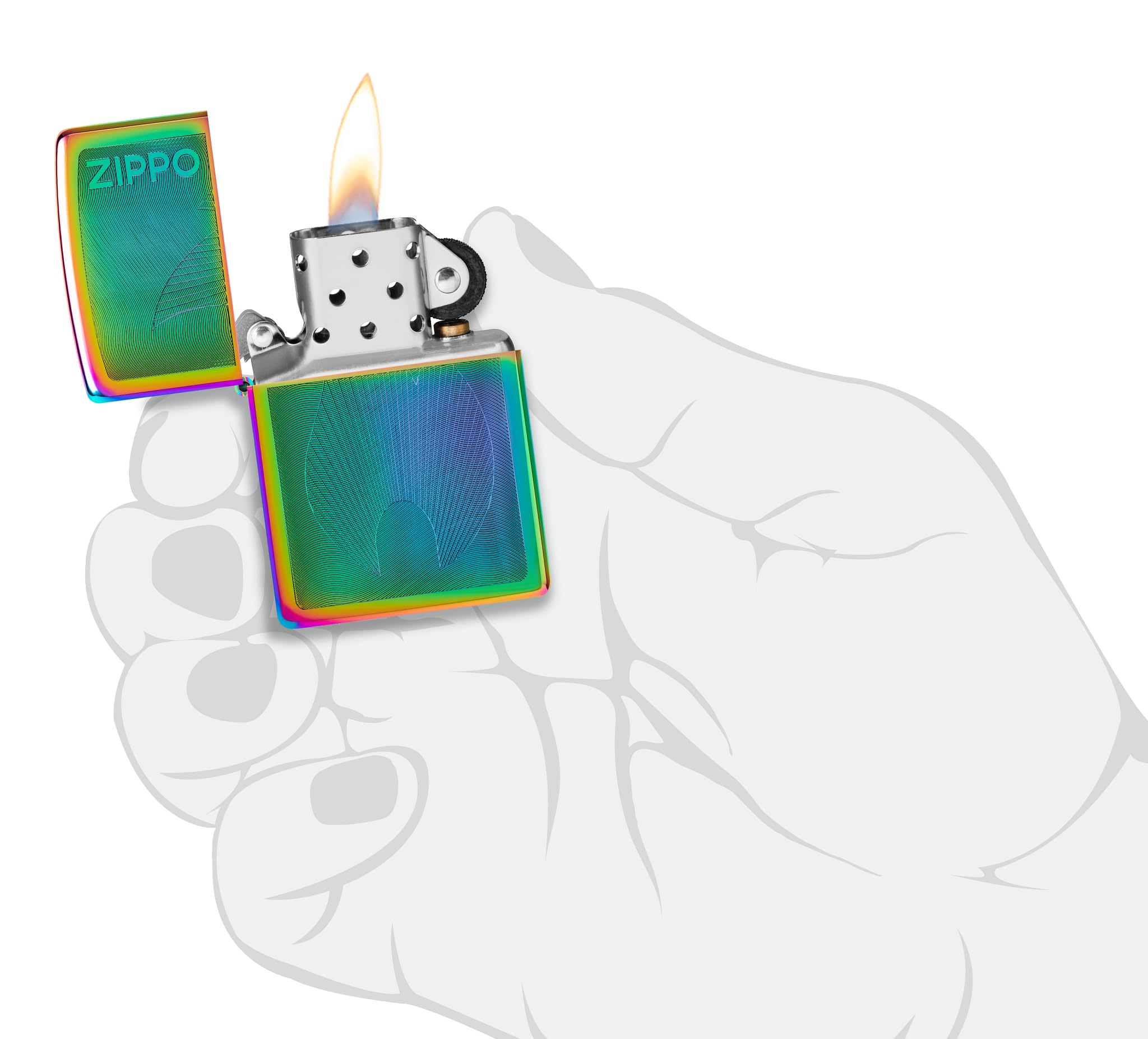 Zippo Sturmfeuerzeug - Dimensional Flame, Multi Color, Auto Engrave - Nachfüllbar - Wiederverwendbar - Windfestes Design - Geschenkbox - Made in USA