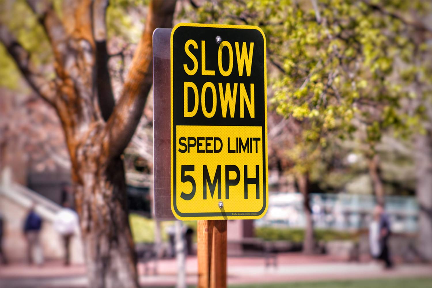 (4 pack) Slow Down Speed Limit 5 MPH Sign, Slow Down Sign, Traffic Sign,18 x 12 Inches Engineer Grade Reflective Sheeting, Rust Free Aluminum, Weather Resistant, Waterproof, Durable Ink, Easy to Mount