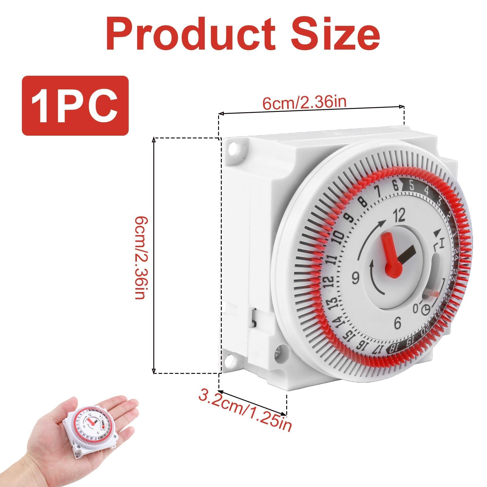 24 Hour Mechanical Immersion Heater Timer Switch, 16A Indoor In-Wall Timer with Manual Override - Image 2