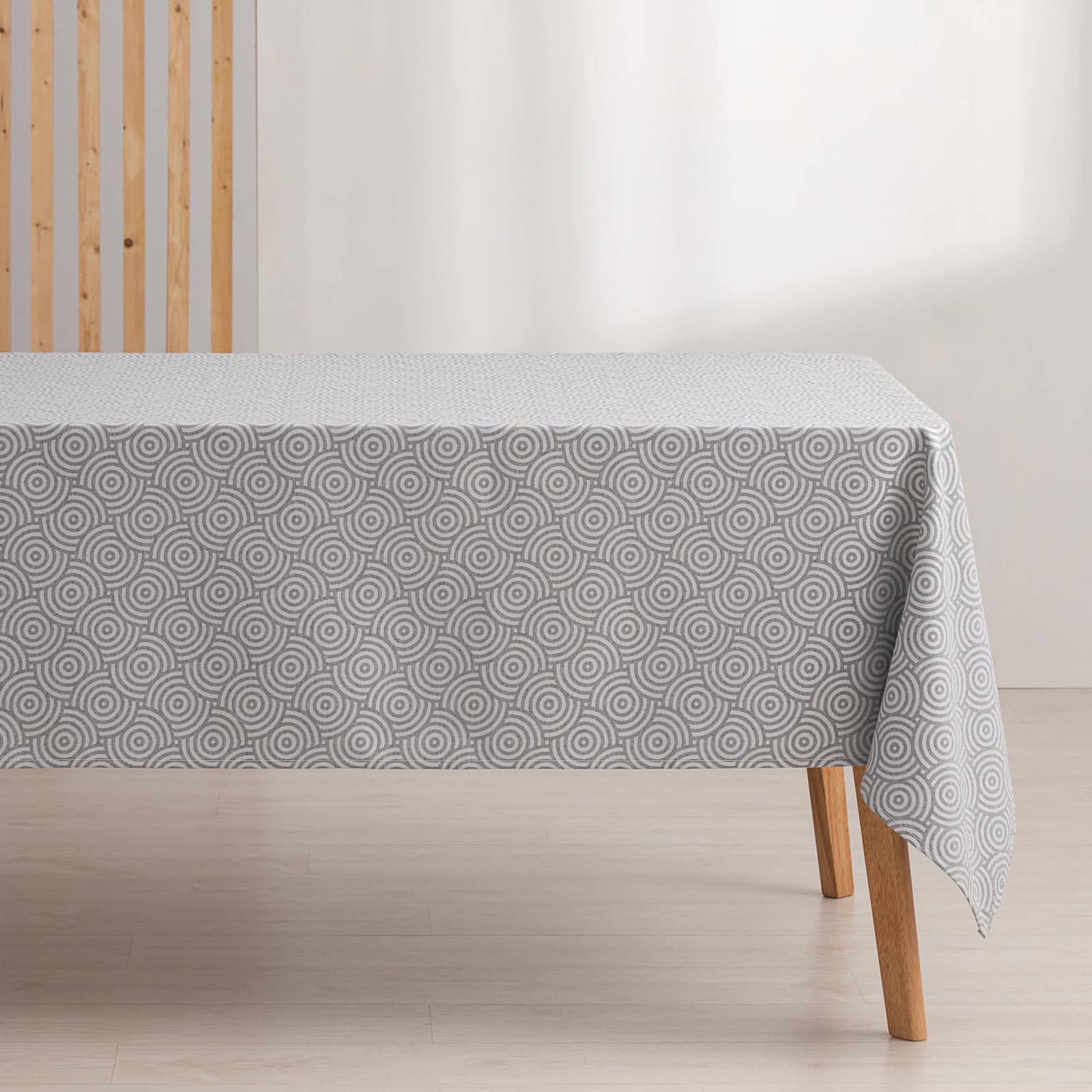 GAMUSI Anti-Stain Tablecloth Rectangular Jacquard Waterproof Table 140 x 300 cm, Fabric Touch, Grey - Ring - Image 2
