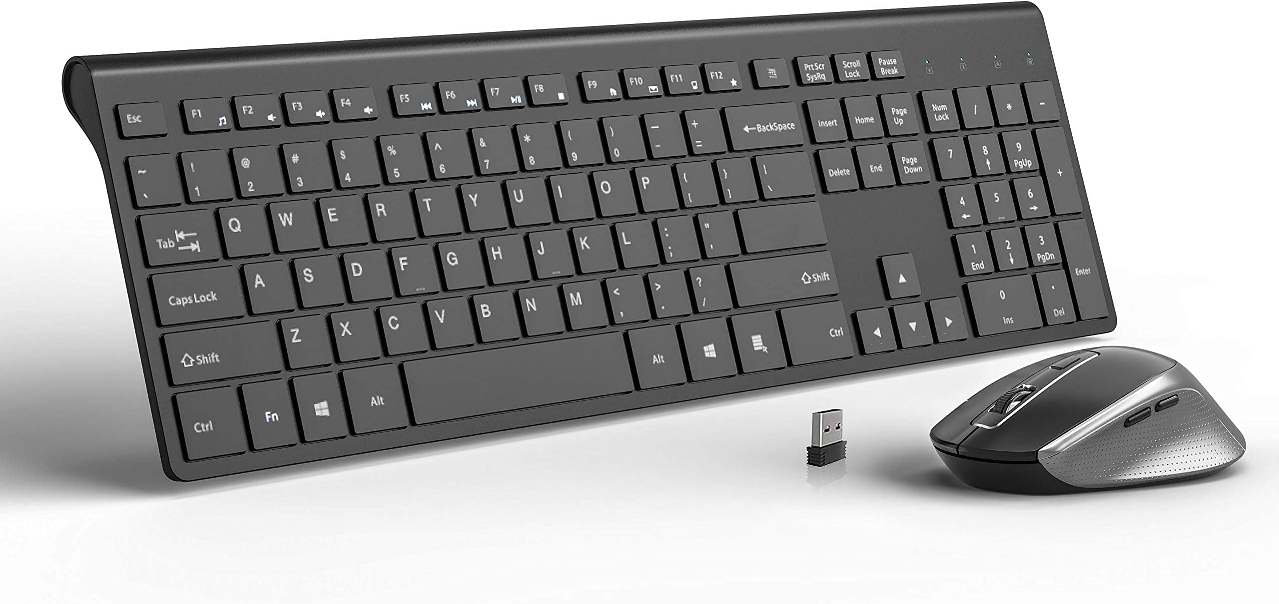 Wireless Keyboard and Mouse Combo Rechargeable Keyboard and Mouse 2.4G Ultra Slim Full Size for Windows,Laptop,Desktop and more systems