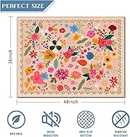 Vista 2 de Office Chair Mat for Hardwood Floor Floral Flower 36"x48" Computer Gaming Chair Mat Anti-Slip Office Rugs Floor Protector for Rolling Chairs Under