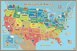 Interactive USA Map Wall Decal for Engaging Learning and Exploration