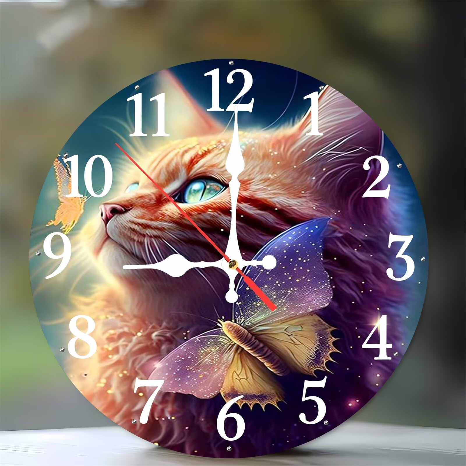 Horloge décorative motif chats et papillons, cadeau idéal pour la maison