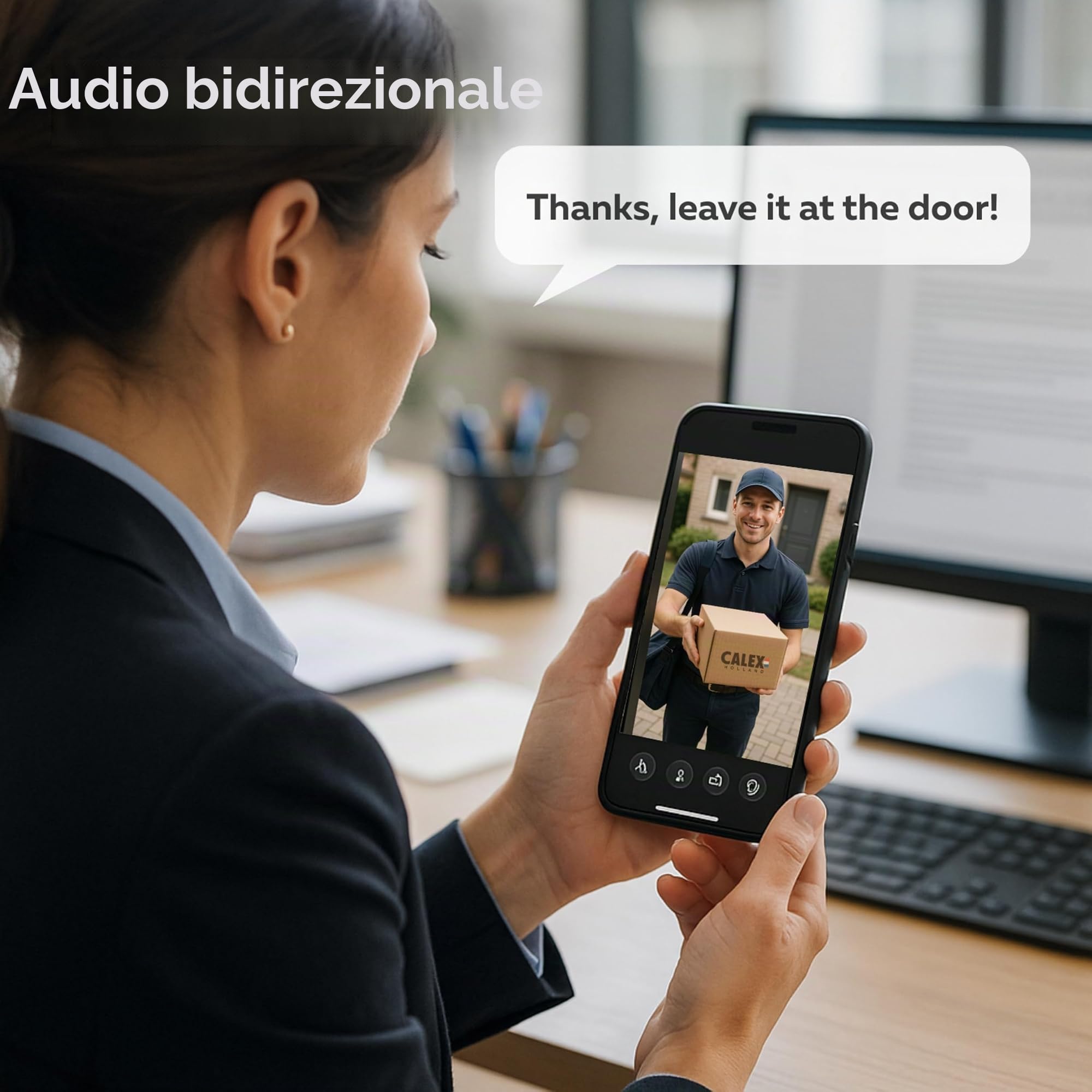 CALEX Videocitofono Smart, Telecamera 2K, Visione Notturna, WiFi App | Vedi chi è alla porta dal tuo smartphone, con visione notturna e archiviazione cloud o su scheda SD