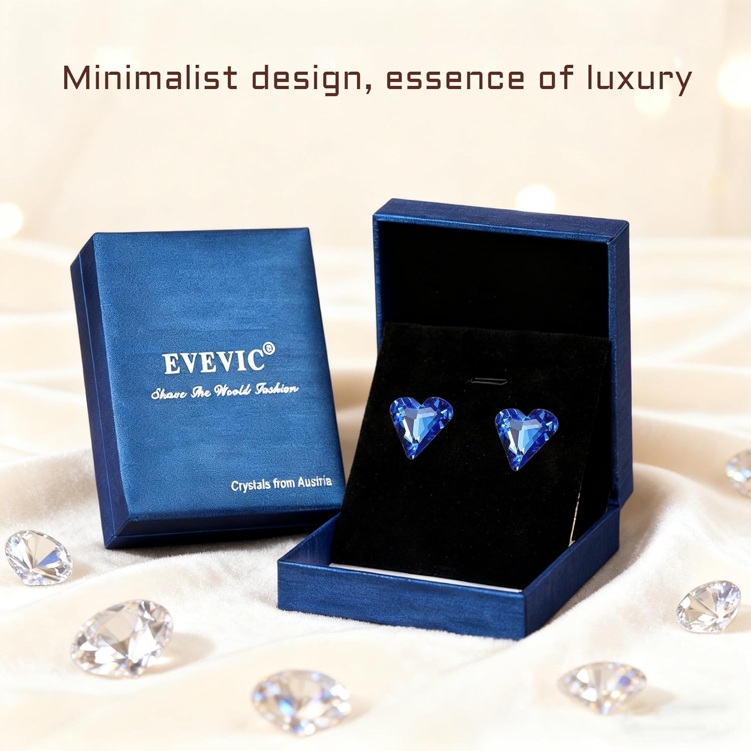 Fashion Austrian Crystal Heart Stud Earrings for Women 14K Gold Plated Hypoallergenic Formal Jewelry Gift - Image 7