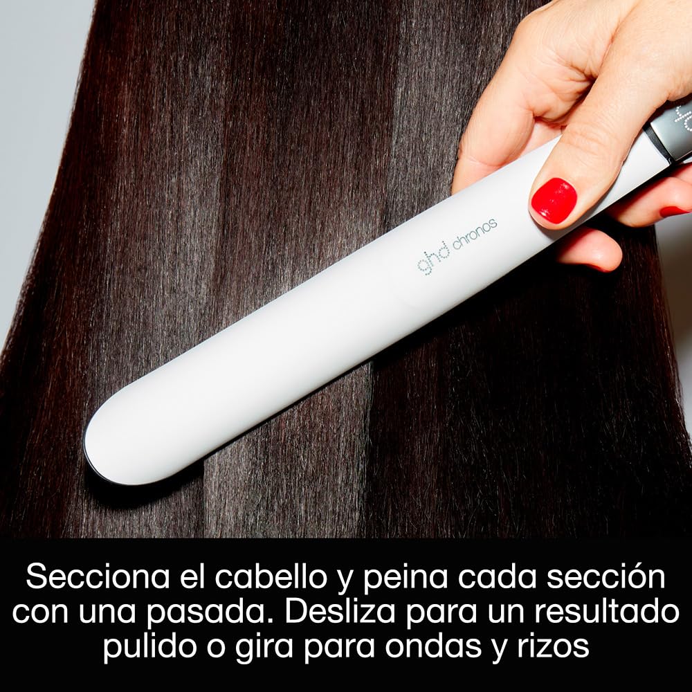 ghd chronos - plancha de pelo profesional, lisos, rizos y ondas de alta definición, 3 veces más rápida, tecnología HD motion-responsive, temperatura óptima de peinado 185ºC