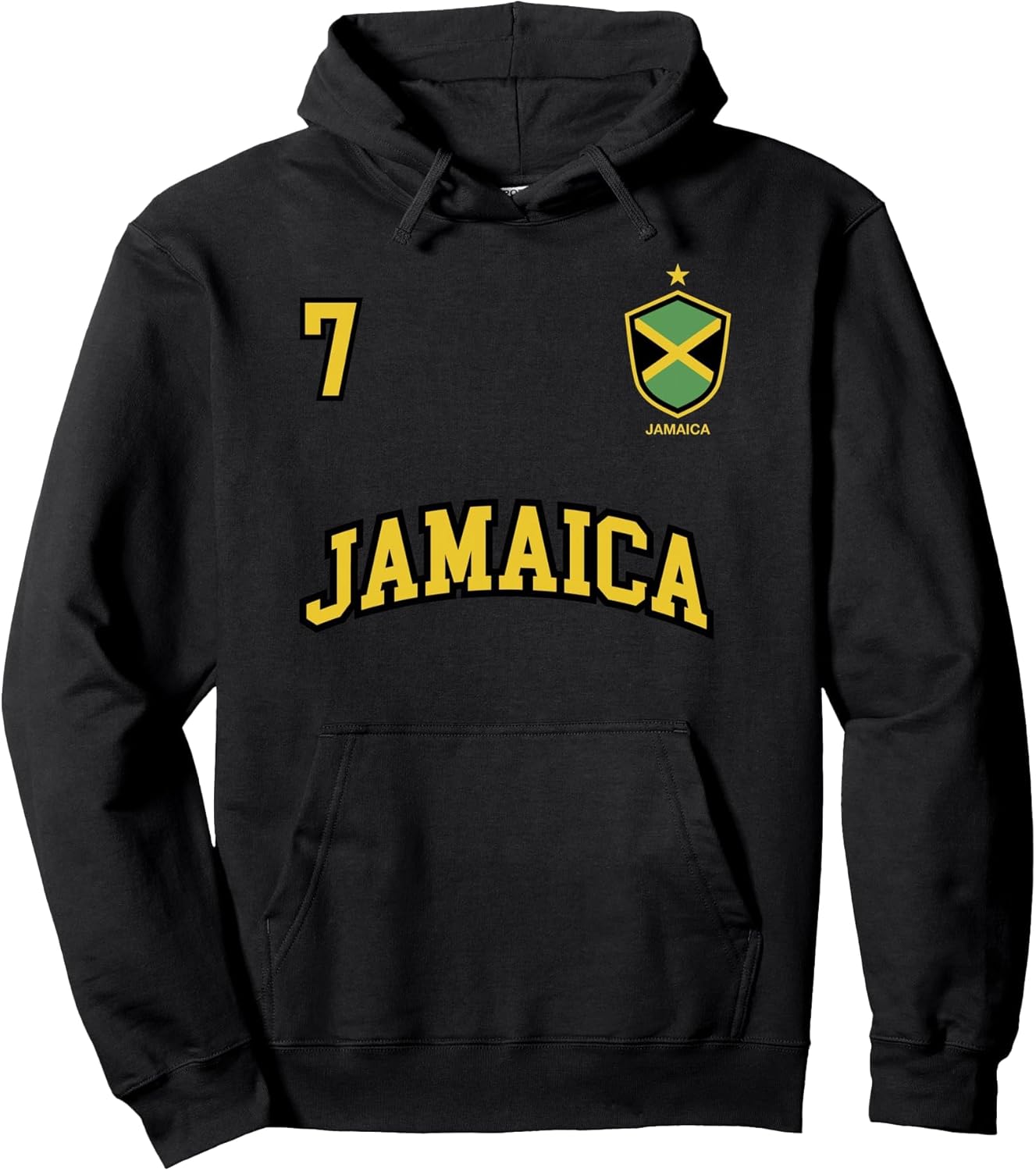 Jamaica Team Sports Number 7 Soccer Jamaican Flag Pullover Hoodie