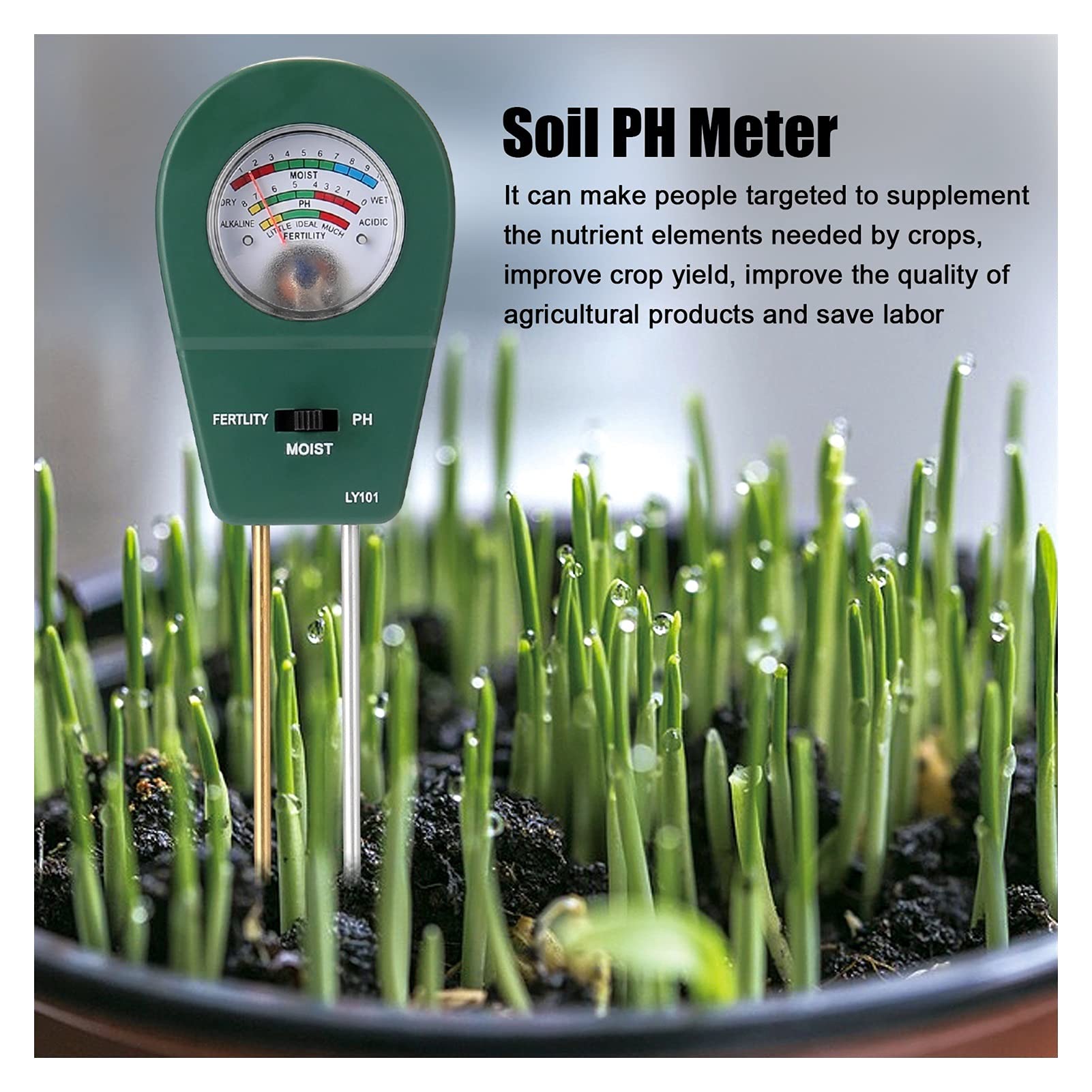 Medidor De Humedad, Comprobador De Suelo 3 En 1, Medidor De Ph, Detector De Suelo, Comprobador De Ph, Sensores De Humedad para Flores De Jardín, Medición De Precisión (Groen)