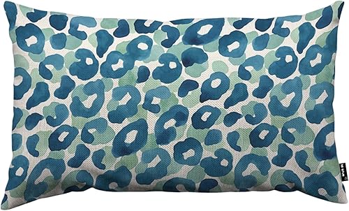 TKS MITLAN Fundas de almohada decorativas de piel de leopardo, fondo de animal, acuarela, rústicas, lino, 12 x 20 pulgadas, para decoración de sofá