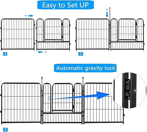 Miniatura 4 de Corralito portátil para perros, valla de ejercicio de metal resistente para mascotas, corral para interiores y exteriores, corral para mascotas para