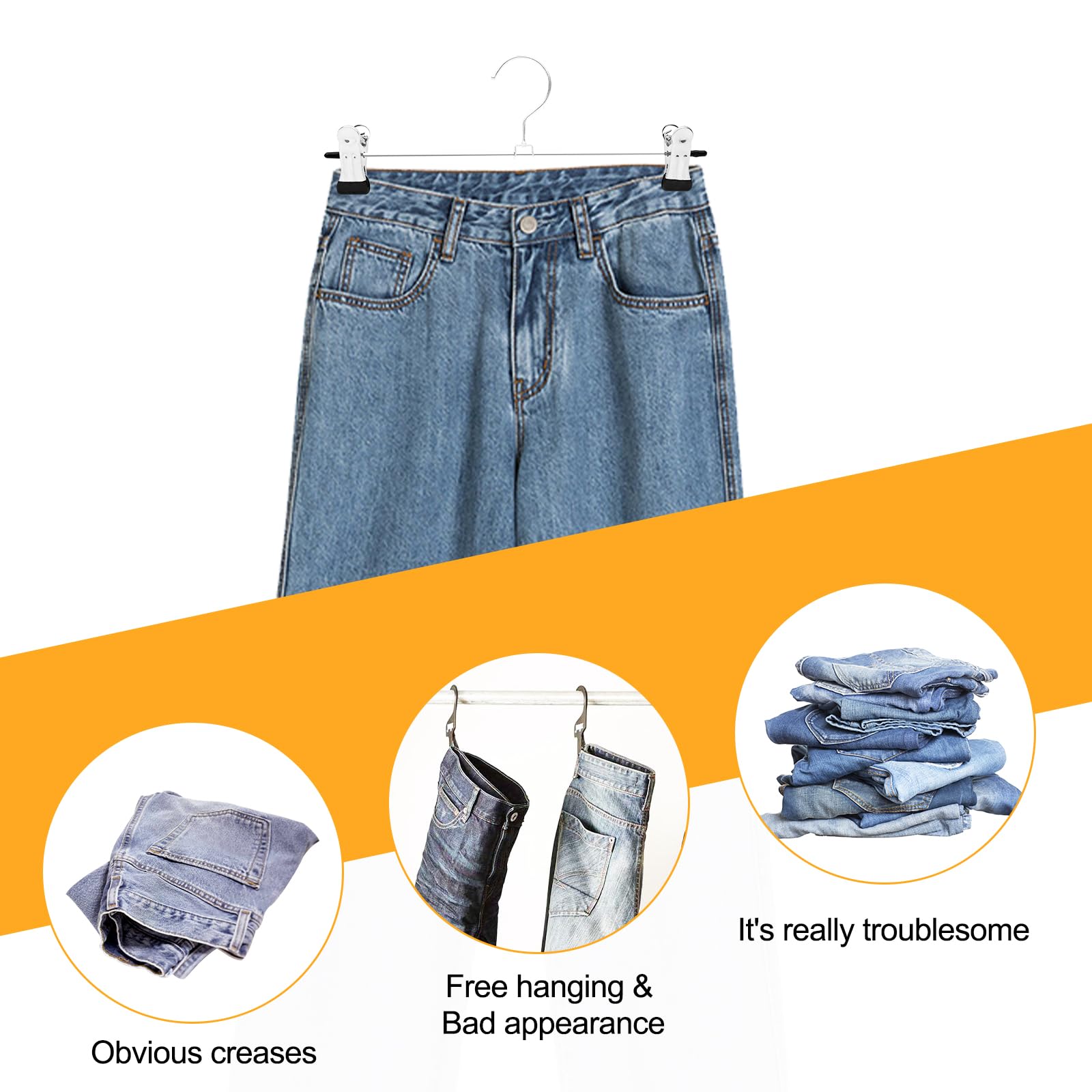 10 Grucce Con Pinze Per Pantaloni - Appendini Regolabili In Metallo, Salvaspazio, Per Jeans, Gonne E Calzini