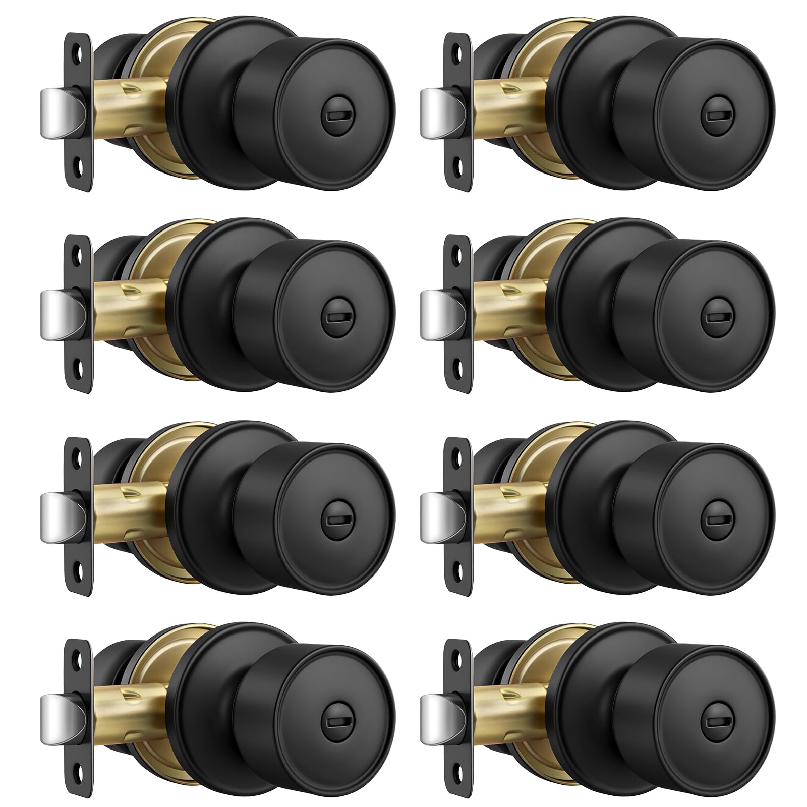 Goldenwarm Matte Black Privacy Door Knobs (10 Pack) -12
