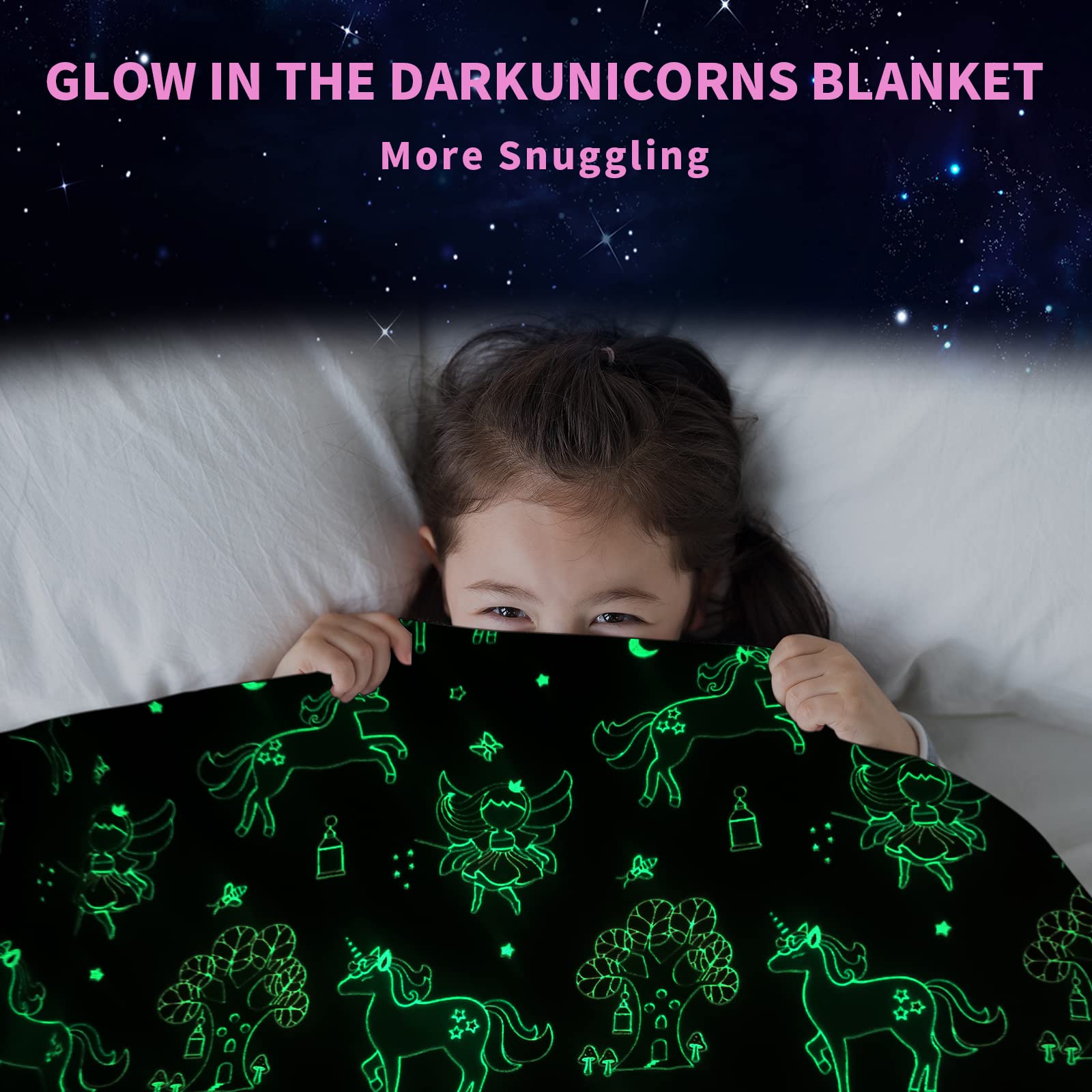 HSGLGNA Coperta per bambini, con unicorno, luce al buio, idea regalo per ragazze, super morbida e calda, coperta da letto, con unicorno, colore: rosa (unicorno 05, 150 x 200 cm)