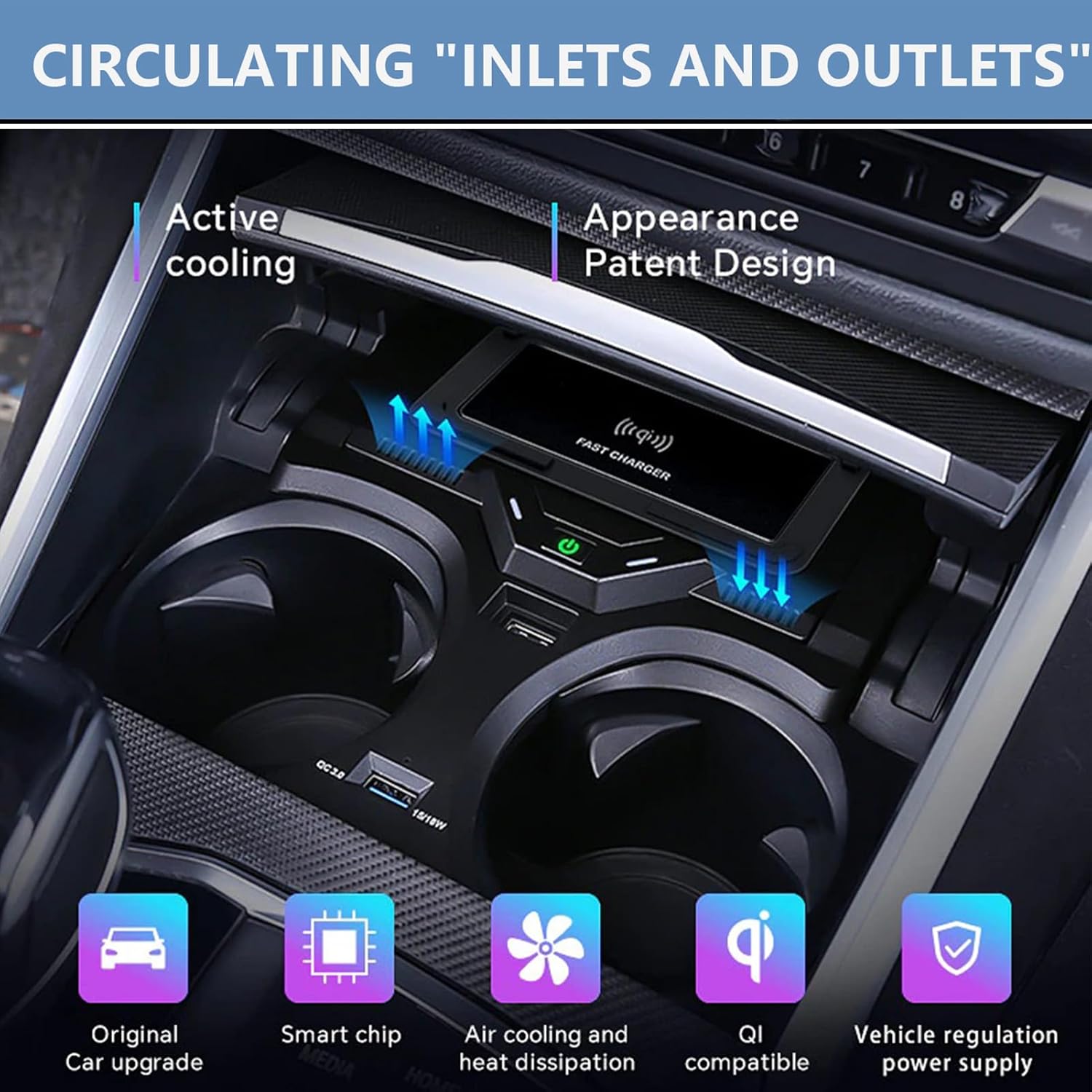 Wireless Car Charger Compatible with BMW 2 Series 2022 2023/3 Series G20 2020-2023/4 Series G22/G23/G26 2020-2023, Center Console Accessory Panel, 15W Qi Support Original Car with NFC