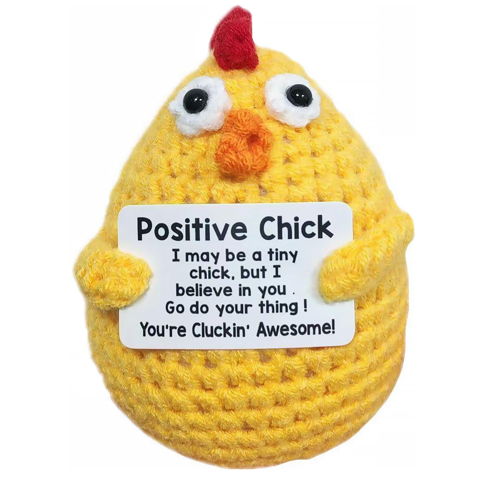 ALUNME Crochet Chicken Positive Crochet Animals Motivational Gifts for Women Positive Gifts for Her Inspirational Birthday Cute Desk Accessories (Yellow Chicken) — image 1