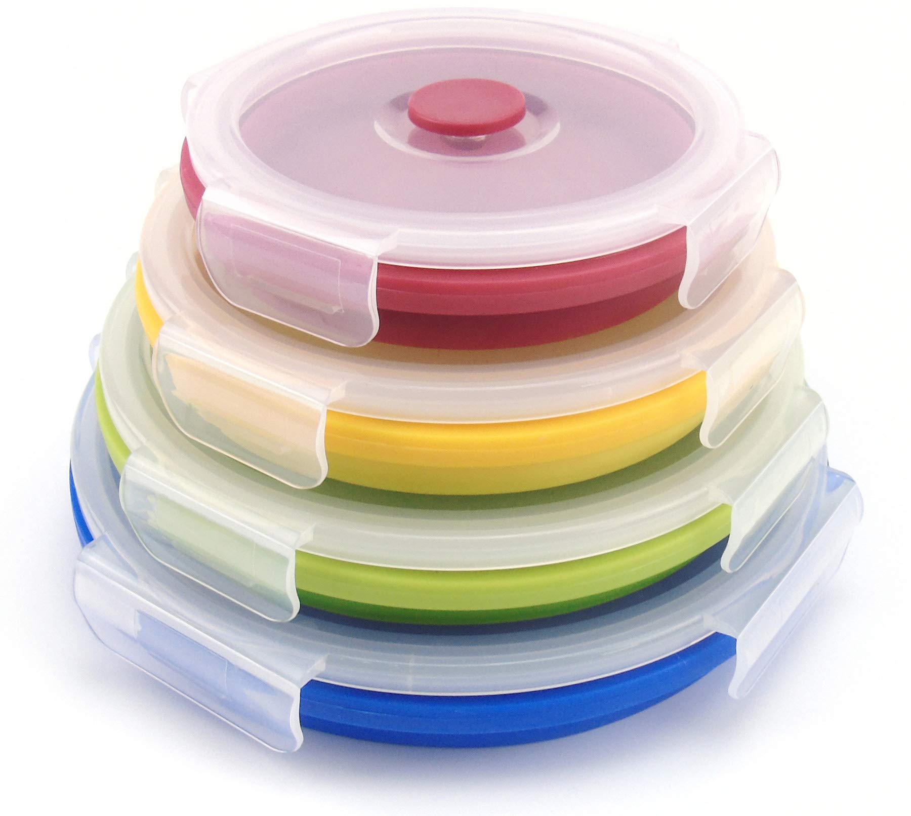 Ulalaza Silicone Collapsible Bento Storage Lunch Food Container Box for Microwave Freezer Dishwasher Safe BPA Free Set of 4