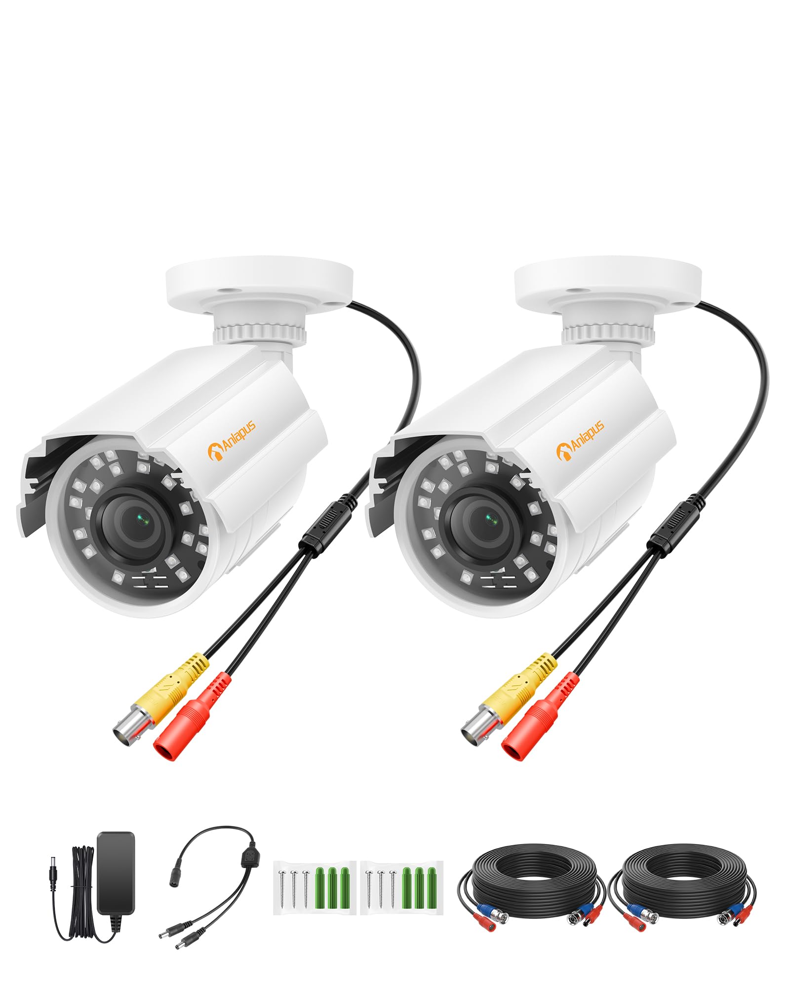 Anlapus 2 Pack 1080P HD Security Cameras, 80ft Night Vision, IP66 Weatherproof, 2MP Outdoor Indoor Home Surveillance CCTV Bullet Camera for 1080P/5MP/4K Analog DVR Systems-image-8