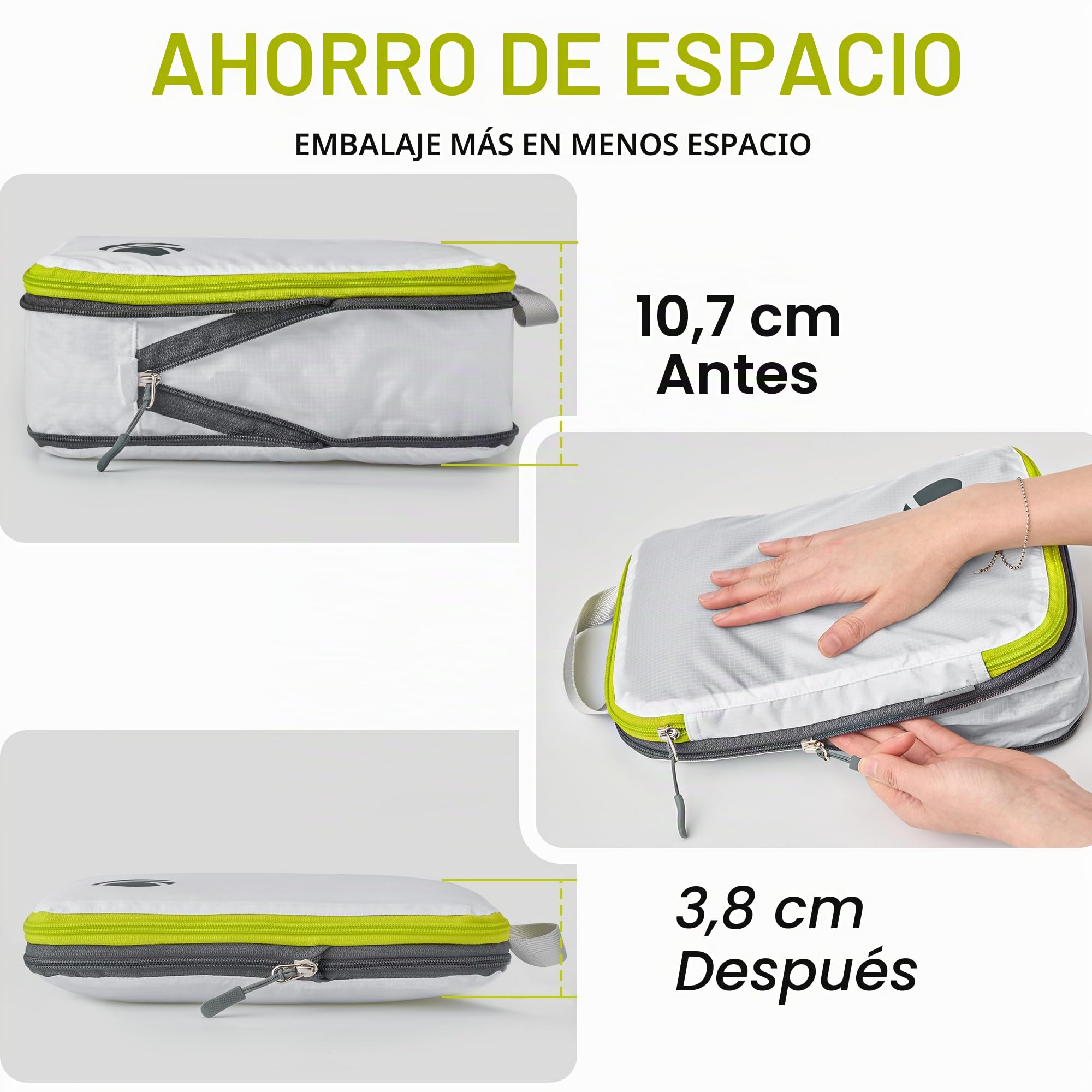 Cipway Bolsas Compresion Viaje, Diseño de Malla Impermeable Ligero y Duradero Bolsas de Viaje Organizador para la Mochila Maletas de Almacenamiento en el Hogar(Blanco, 8 Unidades)