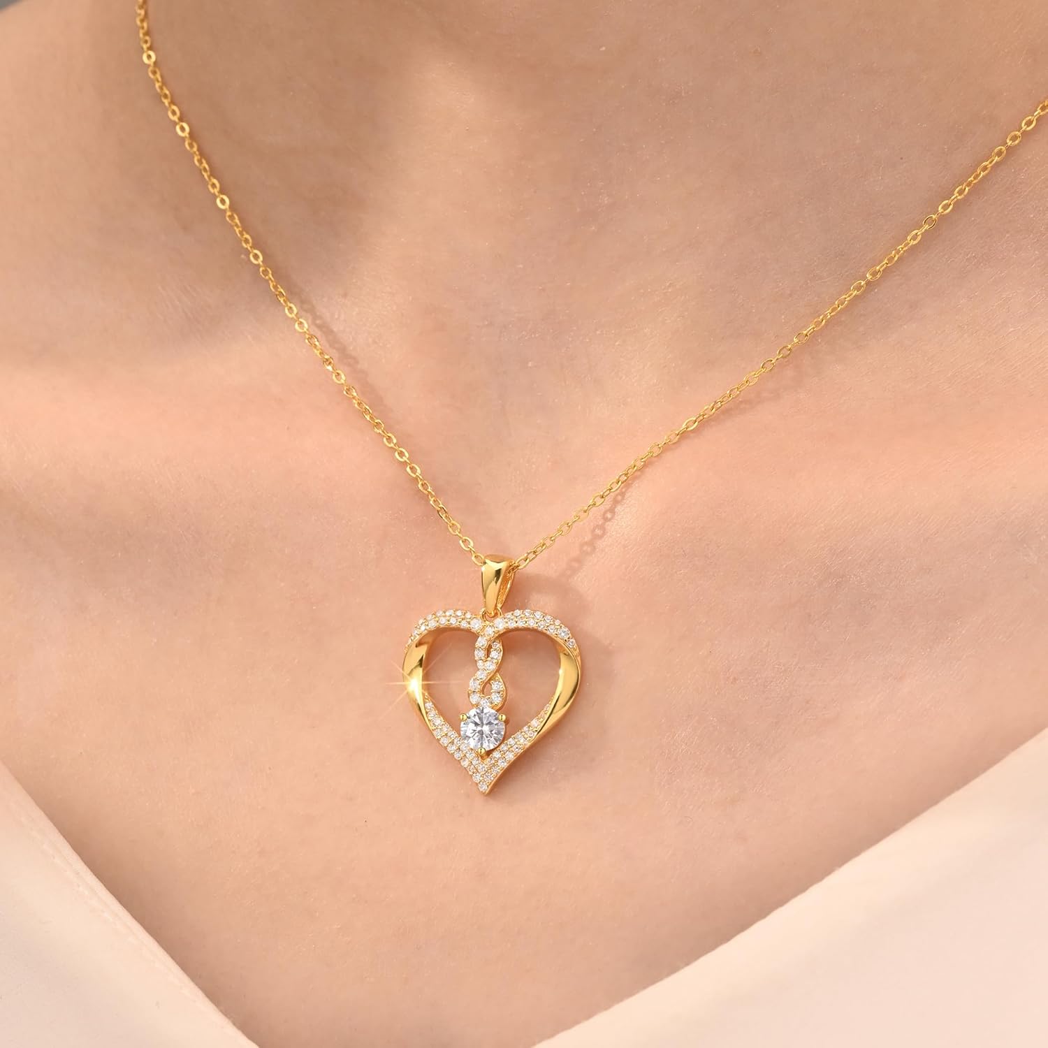LOUISA SECRET Infinity Heart Birthstone Necklaces for Women, 925 Sterling Silver Forever Love Pendant Jewelry for Her, Ideal Gift for Wife, Girlfriend, Mom on Birthday, Anniversary, Mother's Day Gift - Image 7