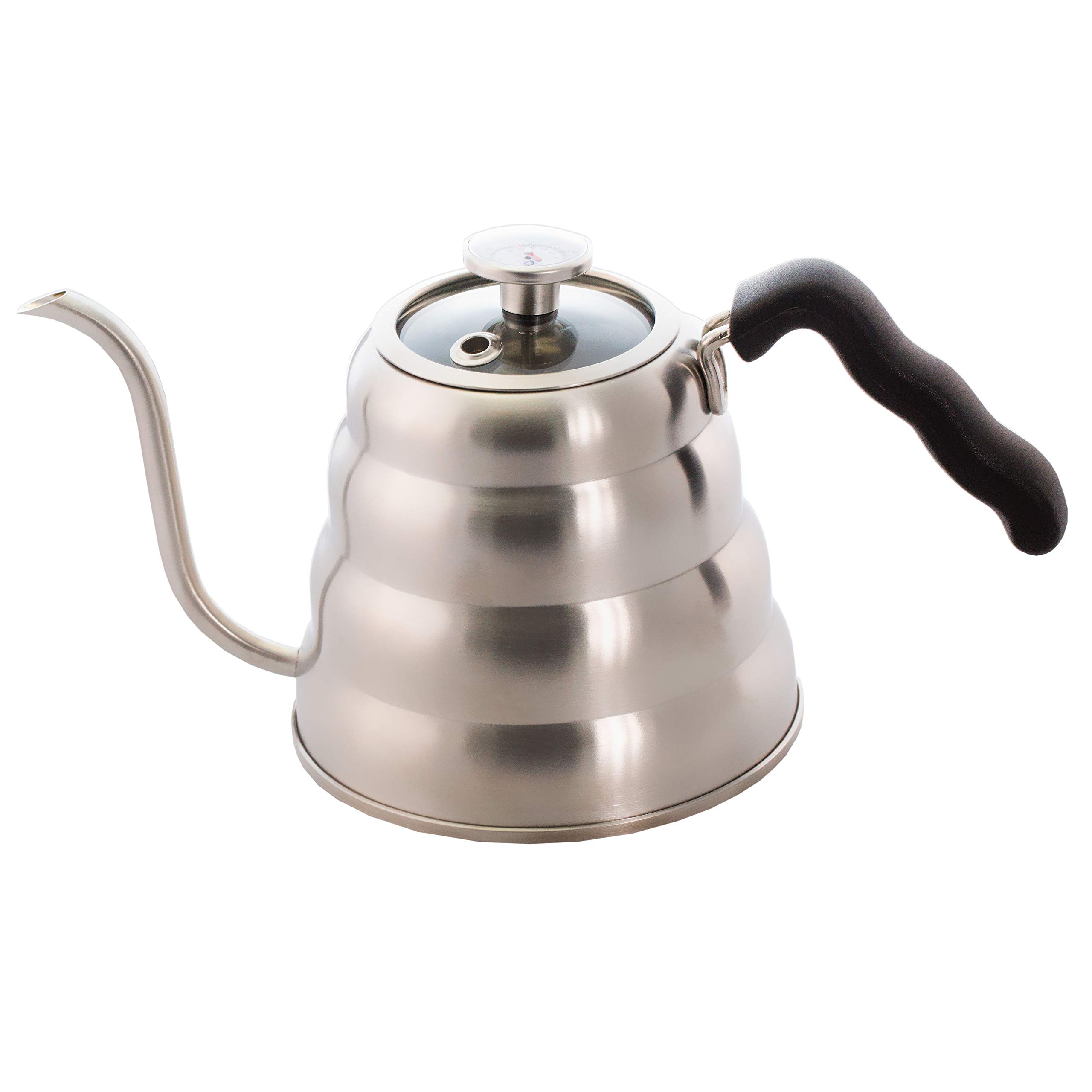 Blue Brew Gooseneck Kettle Stovetop, Tea Pot with Thermometer, 40oz Pour Over Coffee Maker for Coffee & Tea, Stainless Steel Coffee Kettle, Compatible with Electric Stove & Gas Stove (BB1201)
