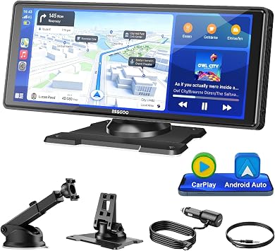 ESSGOO Carplay Android Car Display 10.26 Inch A-pple Carplay Screen for AirPlay/Mirror Link Car Multimedia Player with Wireless Touch Screen GPS Navigation Bluetooth 5.3 Voice Assistant AUX Car