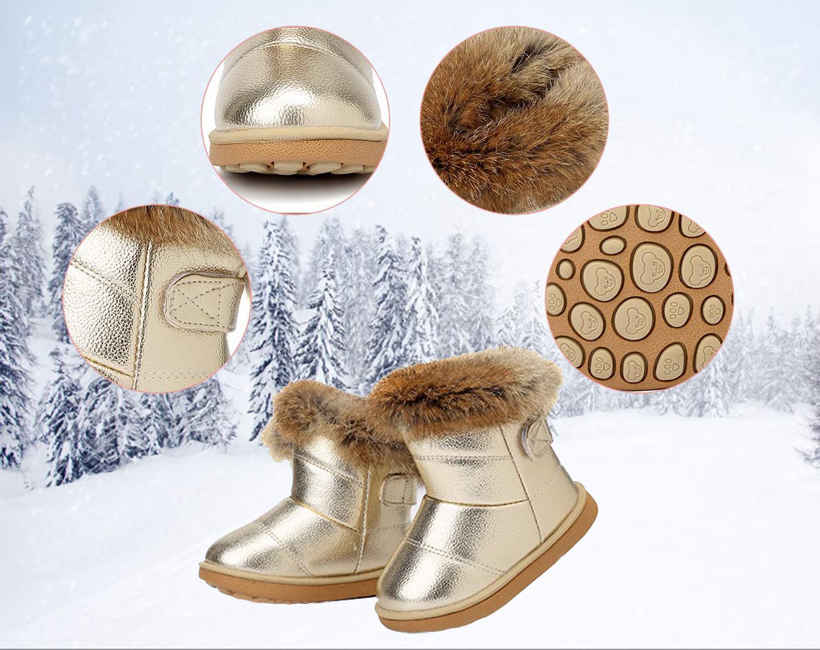 KVbabby Bambine e Ragazze Carino Stivali da Neve Morbide Fodera calda Stivali Scarpe di Cotone Piatto Pelliccia Stivali