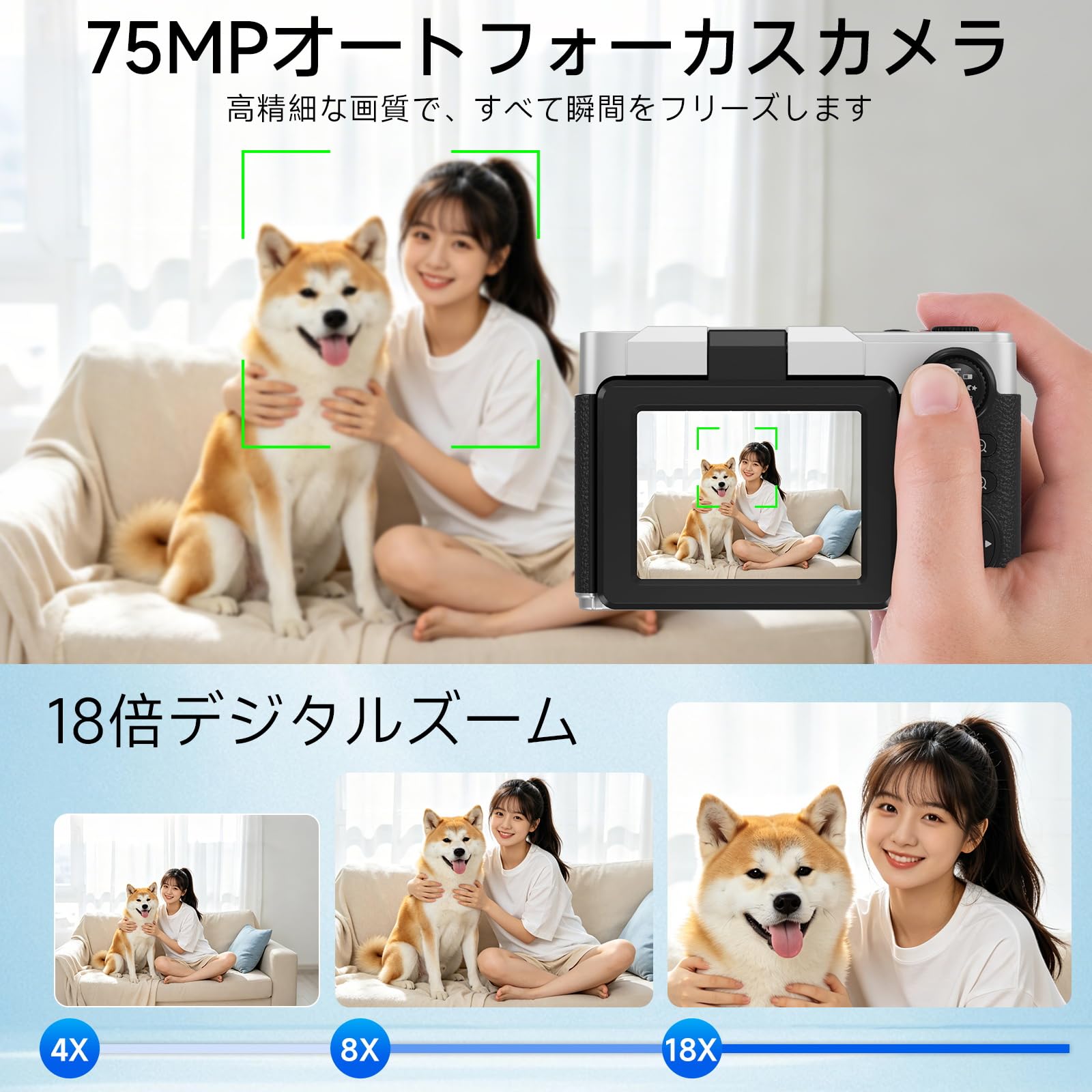 Amazon | CLCRHBK デジタルカメラ 5K 7500万画素 スマホに転送 OTG対応