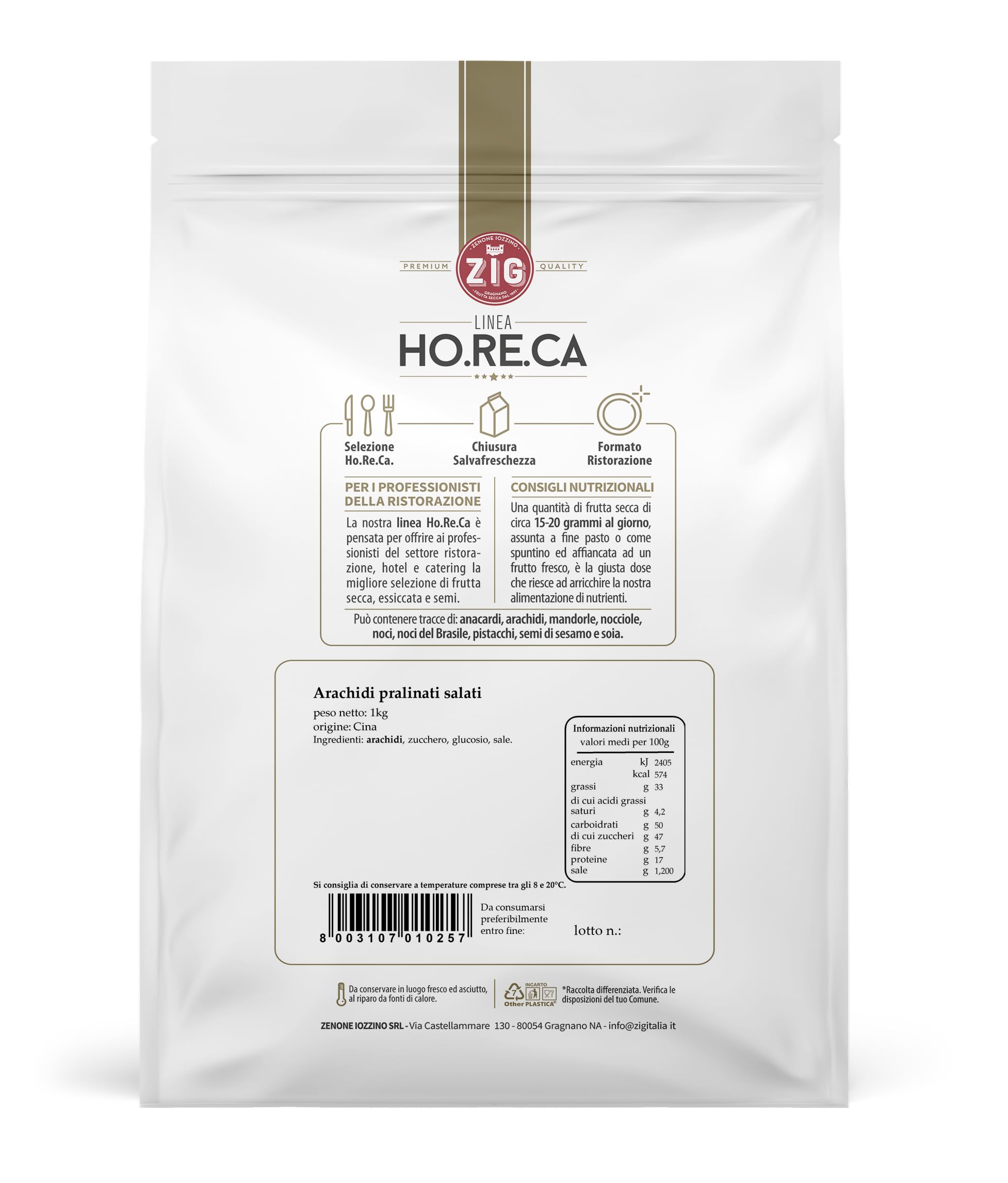 ZIG - HORECA - Arachidi tostate pralinate con zucchero e salate 1 Kg