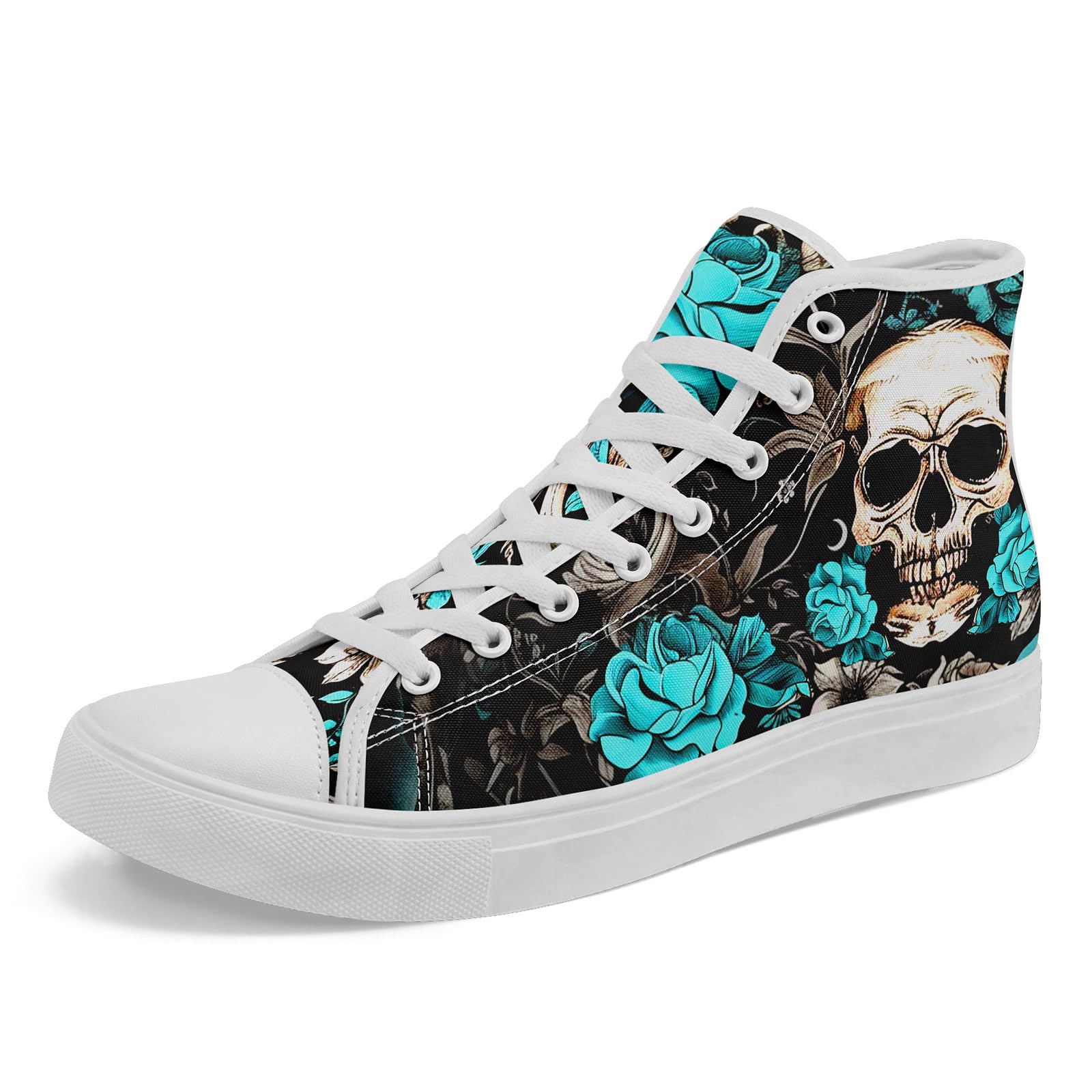 coolcustomize Fashion Skull High-Top Canvas Shoes for Men Women -Unique Vibrant High Top Sneakers Comfortable Casual Shoes