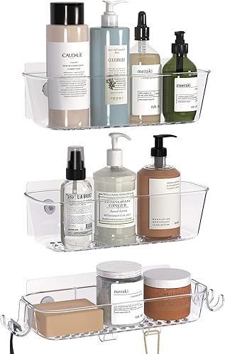 TZAMLI Organizador de ducha organizador de ducha adhesivo estante de ducha inoxidable con soporte para maquinilla de afeitar y gancho estante de