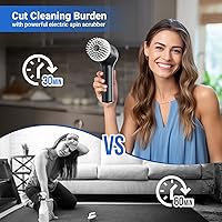Vista 6 de Electric Spin Scrubber, Cordless Shower Scrubber with Battery Level Display, 2 Speeds Electric Scrubber for Cleaning with 6 Replaceable Heads