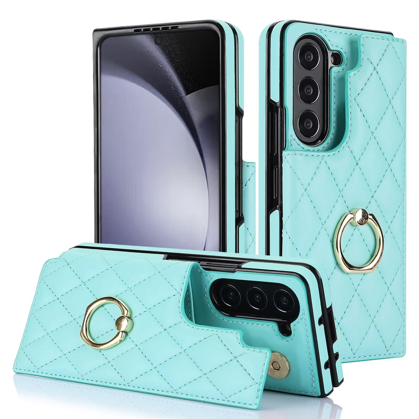 Coque Samsung Z Fold 5 antichoc bleue avec portefeuille pour tout sécuriser