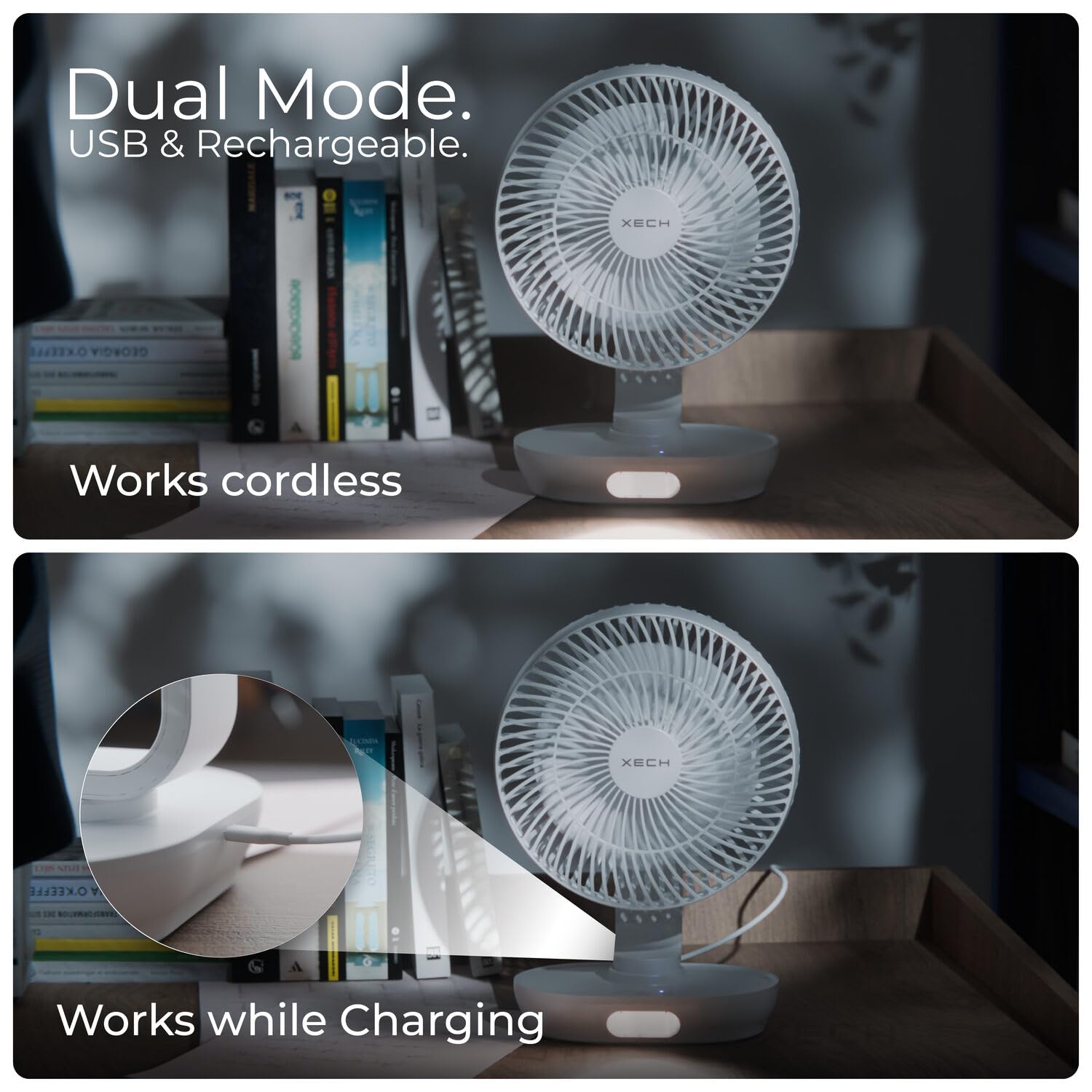 Fan working cordless and while charging