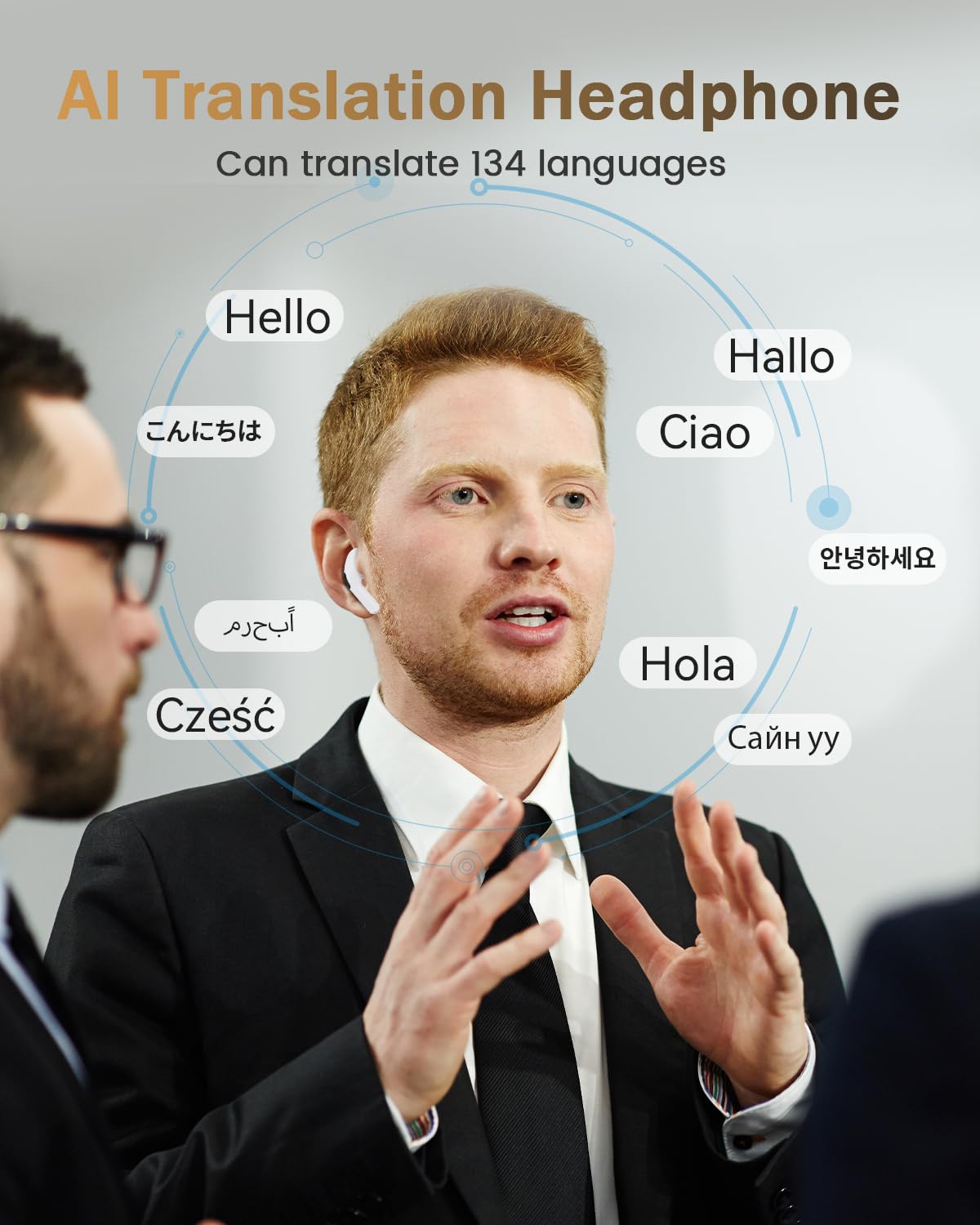 Cuffie Traduzione Simultanea MONODEAL AI - 134 Lingue, Bluetooth 5.4, Open-Ear - Per Viaggi E Lavoro