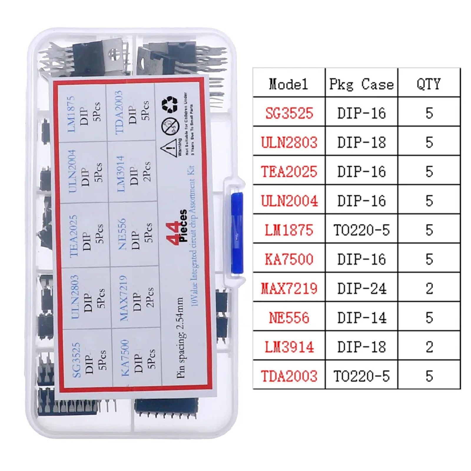 Assortiment de puces de circuits intégrés IC séries 74HCXX 74LSXX CD4000 Jeu de sockets logiques communs(SG3525-TDA2003)