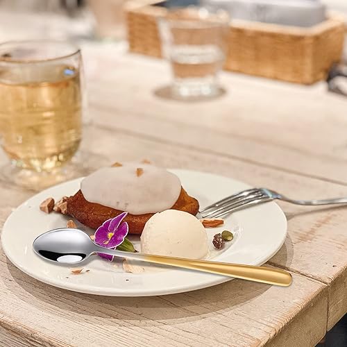 Miniatura 2 de YDware - Juego de cucharas de té helado de mango largo, cucharas doradas de cambio gradual de 7.87 pulgadas, cucharas de cóctel de acero inoxidable