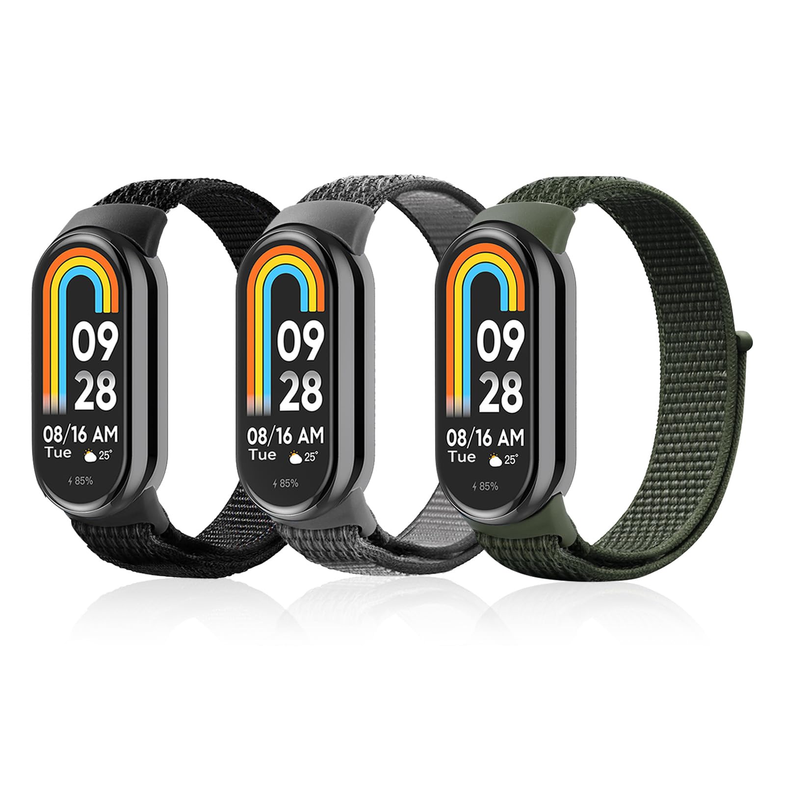 aceyoon Nylonowa bransoletka kompatybilna tylko z Xiaomi Smart Band 10/9/8, 3 regulowane elastyczne bransoletki sportowe
