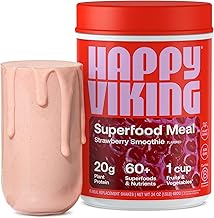 Happy Viking Strawberry Protein + Superfoods Powder, Created by Venus Williams, 20G Protein, Low Carb, Keto, Vegan, Glute...