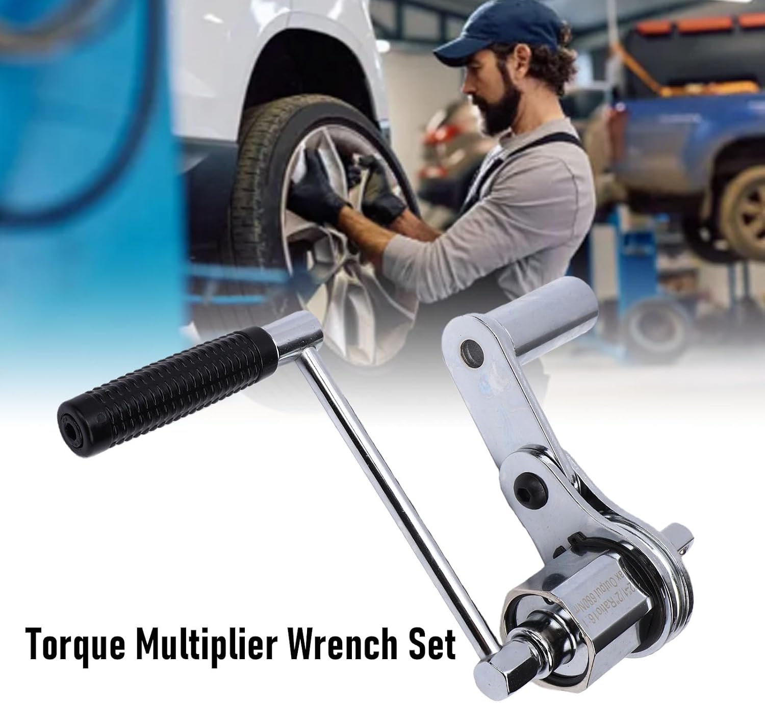 Garosa Torque Multiplier Wrench Set 1:16 Ratio 680NM 1/2 Inch Drive Heavy Duty Lug Nut Remover Wheel Nut Wrench Tire Iron with 4 Sockets for Truck Trailer Auto Tire Repair