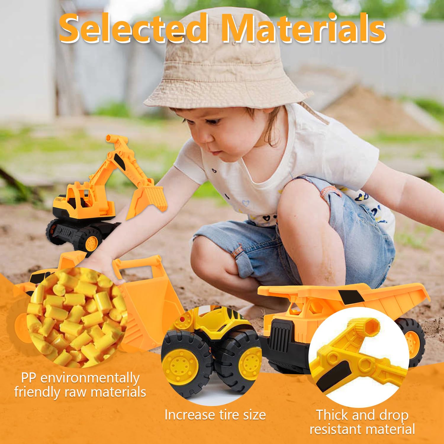 Sandspielzeug Bagger Set 3-teilig - Bagger, Kipper & Radlader Für Kinder Ab 3 Jahre