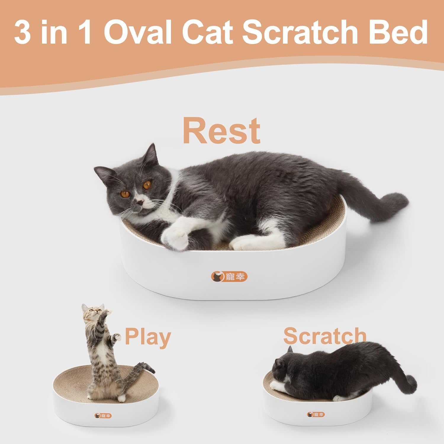 review Cat Scratcher Cardboard, Protect Furniture Cat Scratch Pad, Round Cat Scratching Board Corrugated Lounge Cat Beds&Furniture, Oval Scratching Pads for Indoor Cats (Medium)