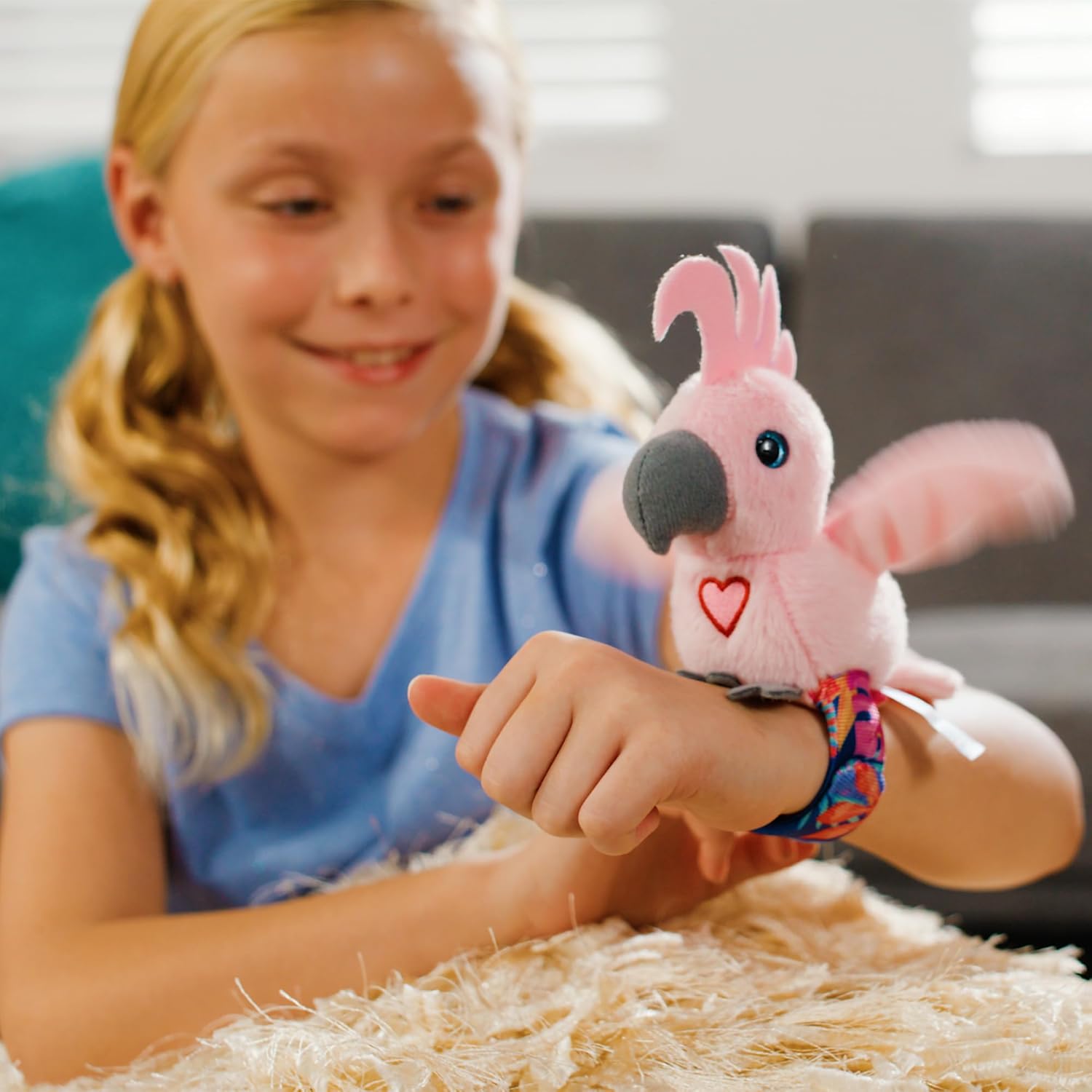 Birds 2 Pack - Cockatoo & Blue Parrot - Slap Bracelet Interactive Plush Toy Birds, They Chat-Sing-Mimic Each Other, Flap Wings, Kids 3+