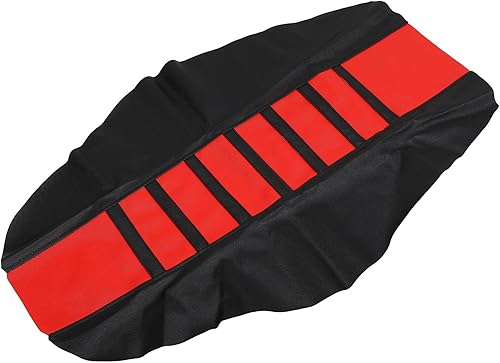 X AUTOHAUX Universal Motorcycle Pit Dirt Bike Funda de asiento suave de piel sintética antideslizante Cojín de asiento rojo y negro