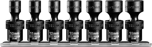 Steel Vision Juego de dados giratorios de impacto métrico de 7 piezas de 38"