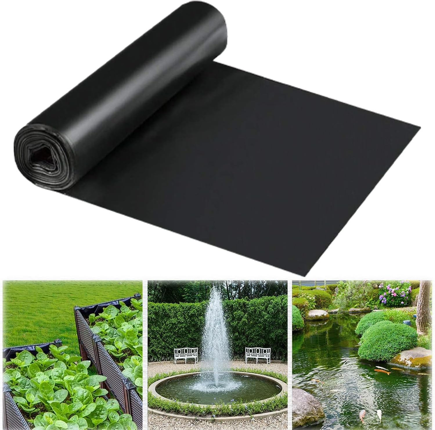 ORANGES Flexible Pond Liner,3.3X16.5FT 16.5X26FT 33X52.5FT 49X49FT