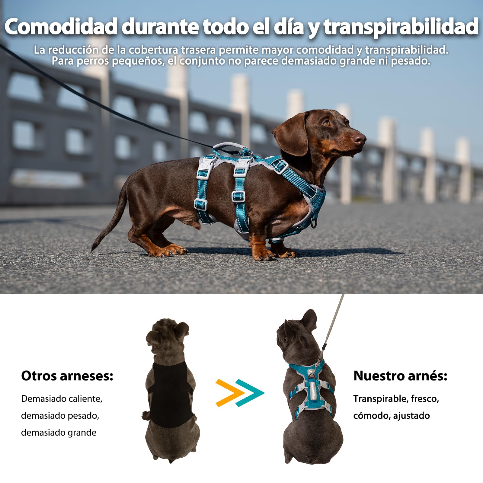 Huntboo Arnés para Perros No Escape, arnés a Prueba de Escapes, arnés Totalmente Reflectante con asa Acolchada, Transpirable, Chaleco Ajustable para Perros medianos de Paseo, adiestramiento y Carrera