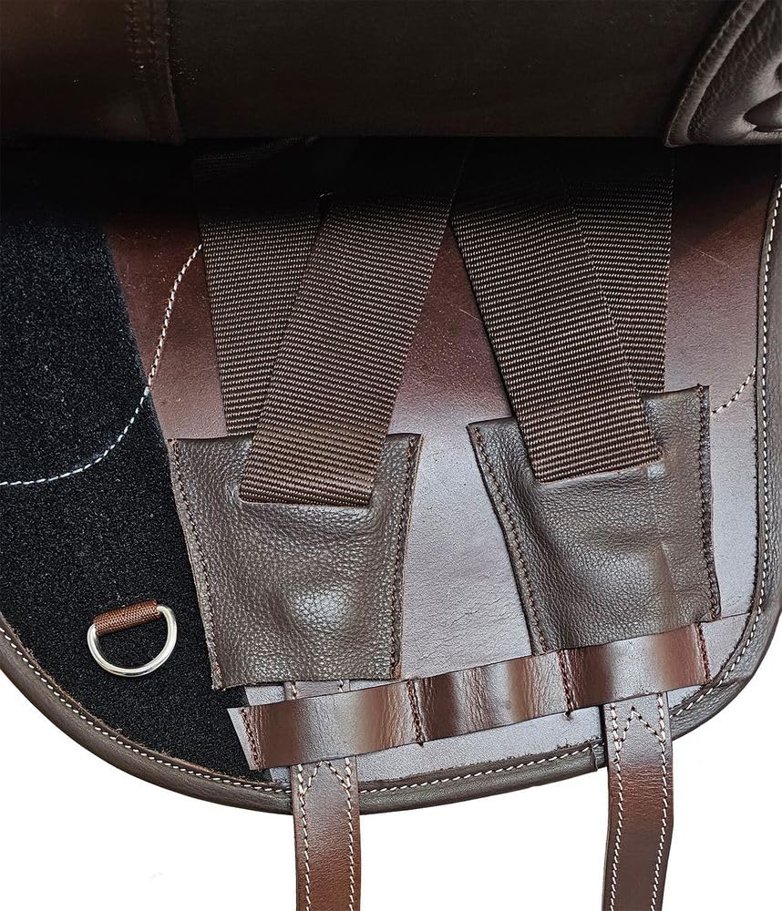 A&M Reitsport Sella da trekking senza alberi 1125 marrone, con cuciture bianche, dimensioni: 16 pollici