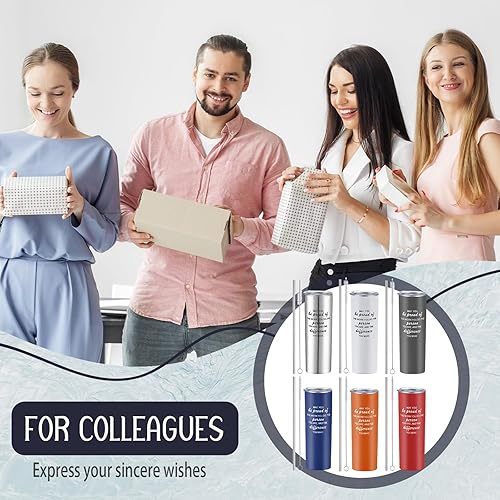 Miniatura 4 de Lallisa 12 juegos de regalos de agradecimiento para hombres y mujeres, vaso de viaje de acero inoxidable aislado de 20 onzas, regalos de Navidad